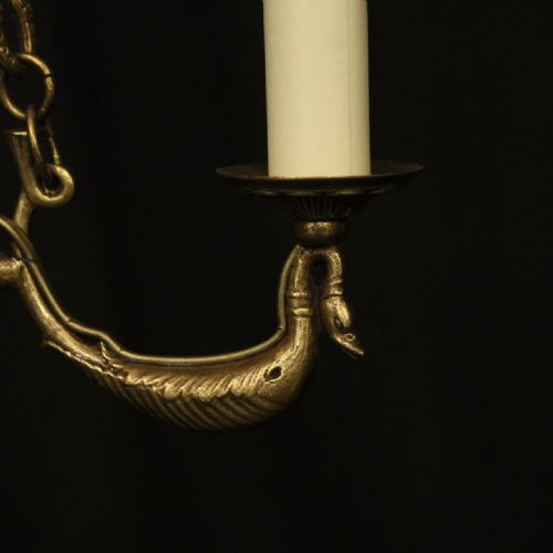 FRENCH GILDED BRASS EMPIRE 4 LIGHT CHANDELIER - ADDITIONAL PHOTO 6
