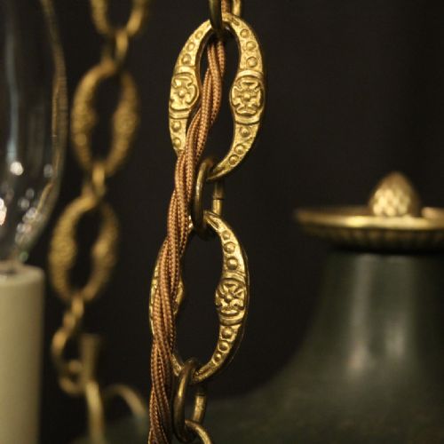 FRENCH GILDED BRASS EMPIRE 4 LIGHT CHANDELIER - ADDITIONAL PHOTO 8