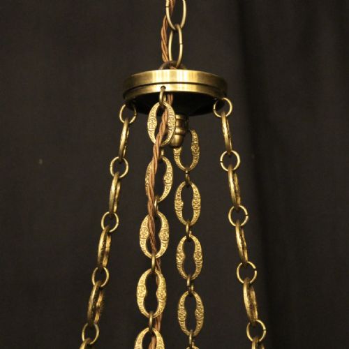 FRENCH GILDED BRASS EMPIRE 4 LIGHT CHANDELIER - ADDITIONAL PHOTO 9