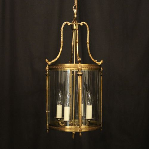 french gilded bronze 4 light antique hall lantern - CATEGORY: ANTIQUE LIGHTING - DATED 1920