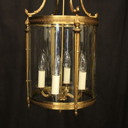 FRENCH GILDED BRONZE 4 LIGHT ANTIQUE HALL LANTERN - ADDITIONAL PHOTO 1