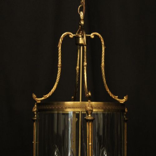 FRENCH GILDED BRONZE 4 LIGHT ANTIQUE HALL LANTERN - ADDITIONAL PHOTO 3