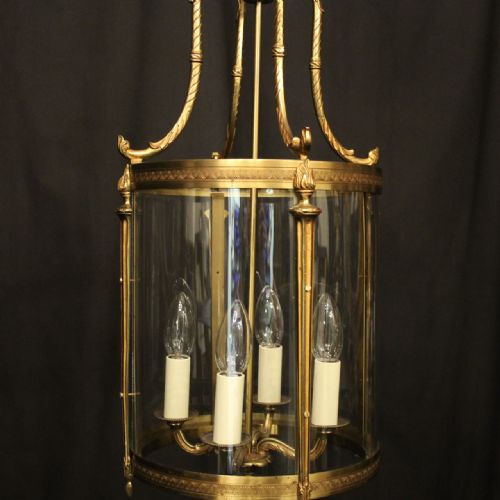 FRENCH GILDED BRONZE 4 LIGHT ANTIQUE HALL LANTERN - ADDITIONAL PHOTO 7