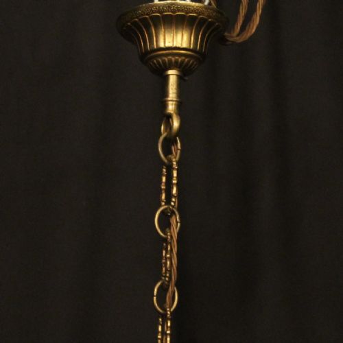 FRENCH GILDED BRONZE 4 LIGHT ANTIQUE HALL LANTERN - ADDITIONAL PHOTO 9