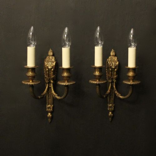 french pair of gilded bronze antique wall lights - CATEGORY: ANTIQUE LIGHTING - DATED 19TH CENTURY