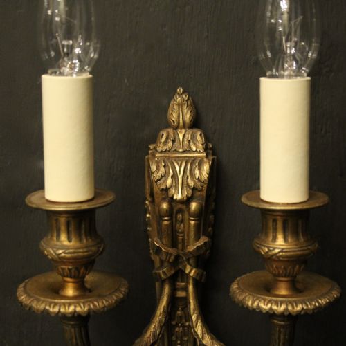 FRENCH PAIR OF GILDED BRONZE ANTIQUE WALL LIGHTS - ADDITIONAL PHOTO 2
