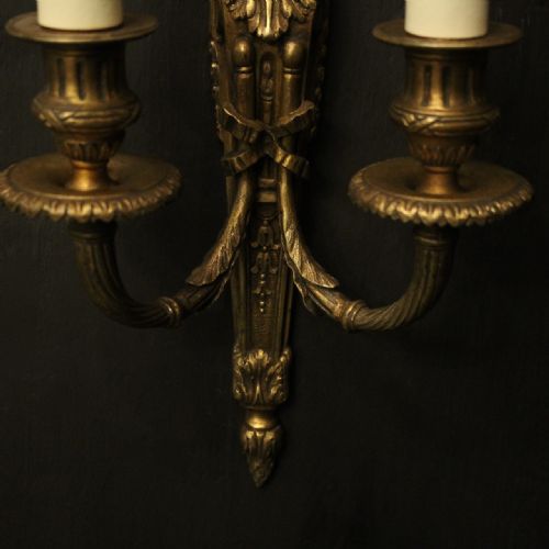 FRENCH PAIR OF GILDED BRONZE ANTIQUE WALL LIGHTS - ADDITIONAL PHOTO 8