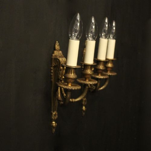 FRENCH PAIR OF GILDED BRONZE ANTIQUE WALL LIGHTS - ADDITIONAL PHOTO 9