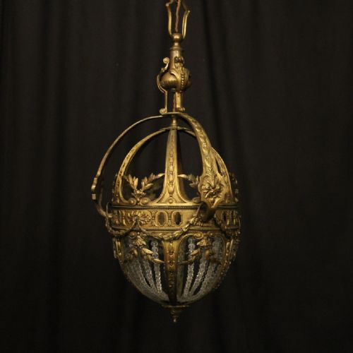 french 19th century gilded bronze antique lantern - CATEGORY: ANTIQUE LIGHTING - DATED 19TH CENTURY