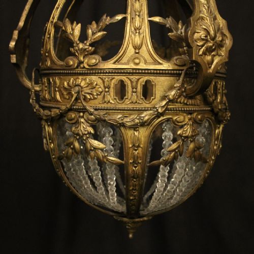 FRENCH 19TH CENTURY GILDED BRONZE ANTIQUE LANTERN - ADDITIONAL PHOTO 1