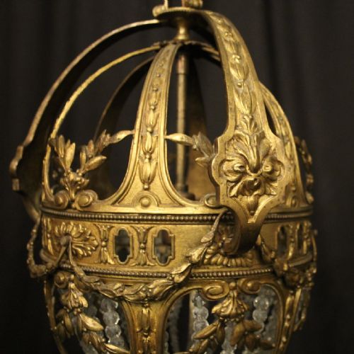 FRENCH 19TH CENTURY GILDED BRONZE ANTIQUE LANTERN - ADDITIONAL PHOTO 2