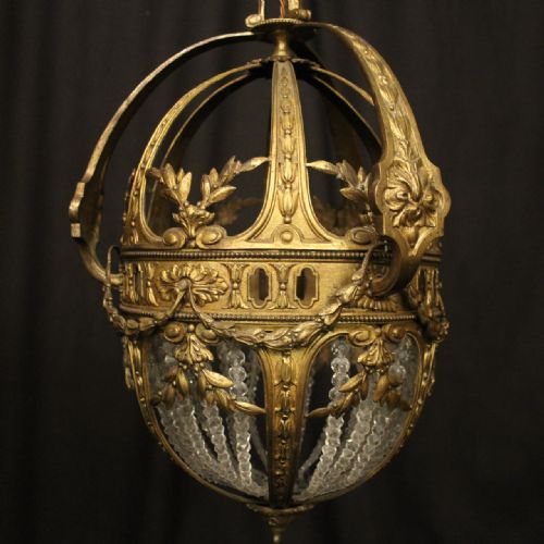 FRENCH 19TH CENTURY GILDED BRONZE ANTIQUE LANTERN - ADDITIONAL PHOTO 4