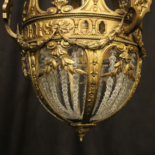 FRENCH 19TH CENTURY GILDED BRONZE ANTIQUE LANTERN - ADDITIONAL PHOTO 5