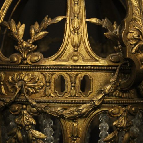 FRENCH 19TH CENTURY GILDED BRONZE ANTIQUE LANTERN - ADDITIONAL PHOTO 7