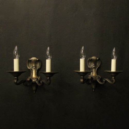 french pair of burnished silvered wall lights - CATEGORY: ANTIQUE LIGHTING - DATED 1920