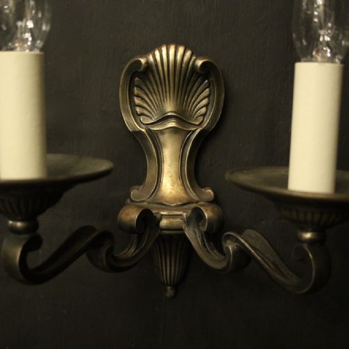 FRENCH PAIR OF BURNISHED SILVERED WALL LIGHTS - ADDITIONAL PHOTO 2
