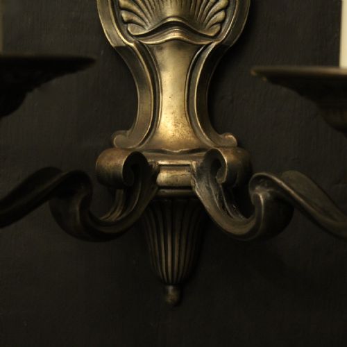FRENCH PAIR OF BURNISHED SILVERED WALL LIGHTS - ADDITIONAL PHOTO 5