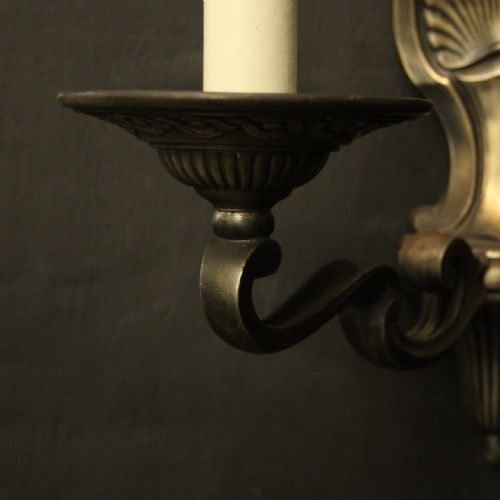 FRENCH PAIR OF BURNISHED SILVERED WALL LIGHTS - ADDITIONAL PHOTO 7