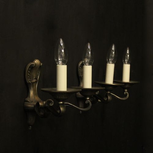 FRENCH PAIR OF BURNISHED SILVERED WALL LIGHTS - ADDITIONAL PHOTO 9
