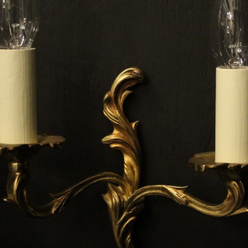 FRENCH SMALL PAIR OF GILDED ANTIQUE WALL LIGHTS - ADDITIONAL PHOTO 2