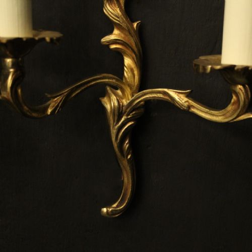 FRENCH SMALL PAIR OF GILDED ANTIQUE WALL LIGHTS - ADDITIONAL PHOTO 3