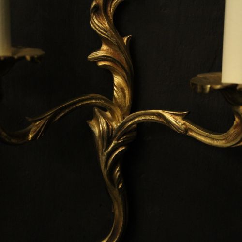 FRENCH SMALL PAIR OF GILDED ANTIQUE WALL LIGHTS - ADDITIONAL PHOTO 4