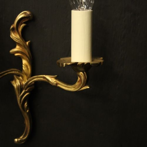 FRENCH SMALL PAIR OF GILDED ANTIQUE WALL LIGHTS - ADDITIONAL PHOTO 5