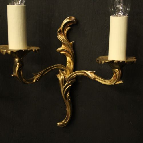 FRENCH SMALL PAIR OF GILDED ANTIQUE WALL LIGHTS - ADDITIONAL PHOTO 7