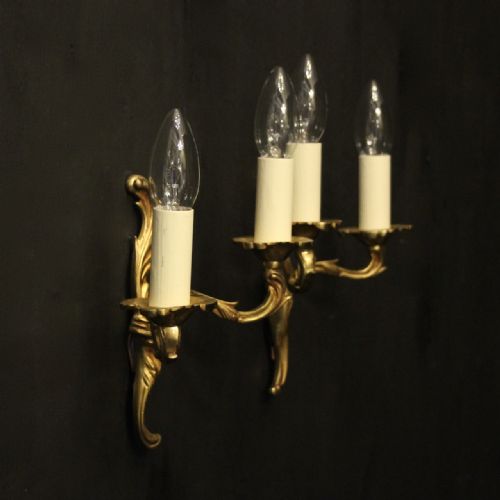 FRENCH SMALL PAIR OF GILDED ANTIQUE WALL LIGHTS - ADDITIONAL PHOTO 9