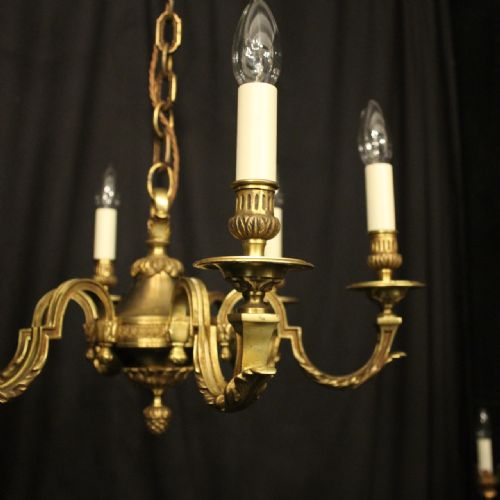FRENCH GILDED BRONZE 6 LIGHT ANTIQUE CHANDELIER - ADDITIONAL PHOTO 1
