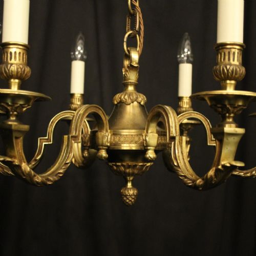 FRENCH GILDED BRONZE 6 LIGHT ANTIQUE CHANDELIER - ADDITIONAL PHOTO 3