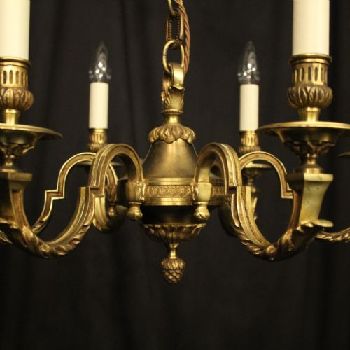 FRENCH GILDED BRONZE 6 LIGHT ANTIQUE CHANDELIER - ADDITIONAL PHOTO 7