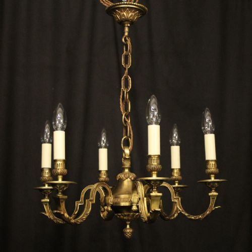 FRENCH GILDED BRONZE 6 LIGHT ANTIQUE CHANDELIER - ADDITIONAL PHOTO 8