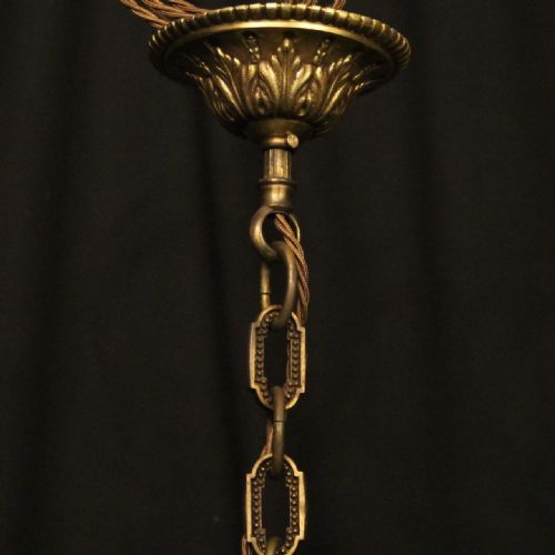 FRENCH GILDED BRONZE 6 LIGHT ANTIQUE CHANDELIER - ADDITIONAL PHOTO 9