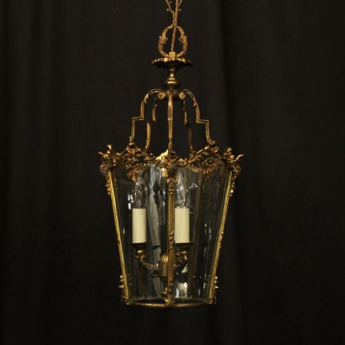 french gilded bronze antique hall lantern - CATEGORY: ANTIQUE LIGHTING - DATED 1920