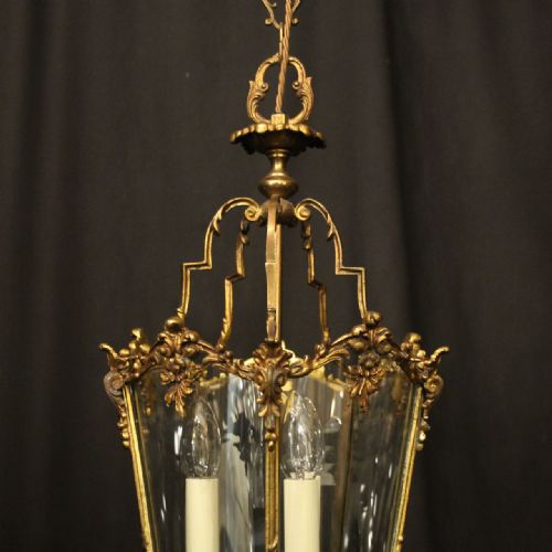 FRENCH GILDED BRONZE ANTIQUE HALL LANTERN - ADDITIONAL PHOTO 3