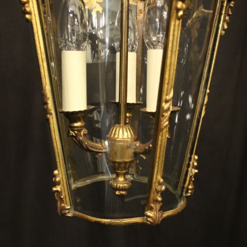 FRENCH GILDED BRONZE ANTIQUE HALL LANTERN - ADDITIONAL PHOTO 5