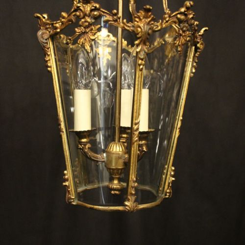 FRENCH GILDED BRONZE ANTIQUE HALL LANTERN - ADDITIONAL PHOTO 6