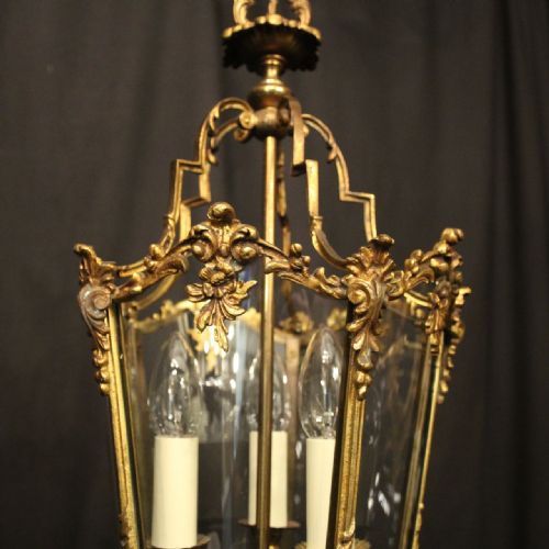 FRENCH GILDED BRONZE ANTIQUE HALL LANTERN - ADDITIONAL PHOTO 7