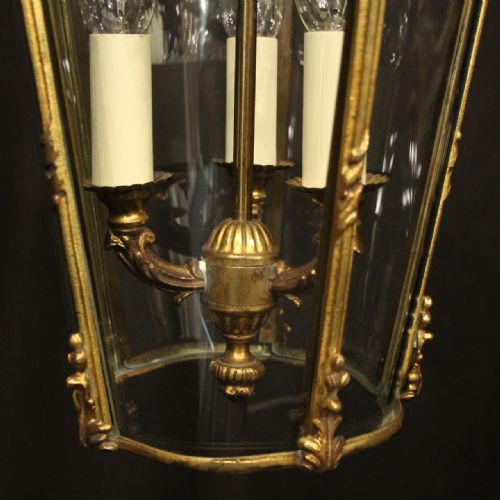 FRENCH GILDED BRONZE ANTIQUE HALL LANTERN - ADDITIONAL PHOTO 8