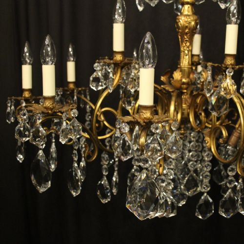 ITALIAN GILDED BRONZE CRYSTAL 20 LIGHT ANTIQUE CHANDELIER - ADDITIONAL PHOTO 1