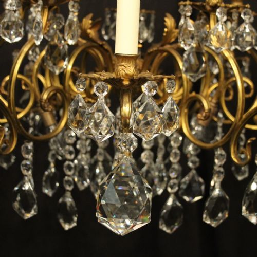 ITALIAN GILDED BRONZE CRYSTAL 20 LIGHT ANTIQUE CHANDELIER - ADDITIONAL PHOTO 2