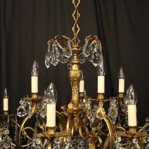 ITALIAN GILDED BRONZE CRYSTAL 20 LIGHT ANTIQUE CHANDELIER - ADDITIONAL PHOTO 6