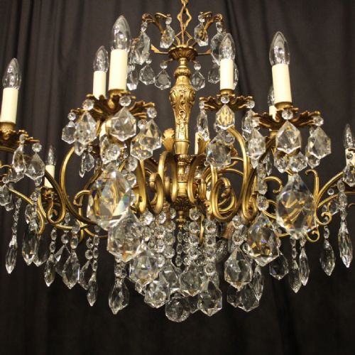 ITALIAN GILDED BRONZE CRYSTAL 20 LIGHT ANTIQUE CHANDELIER - ADDITIONAL PHOTO 8