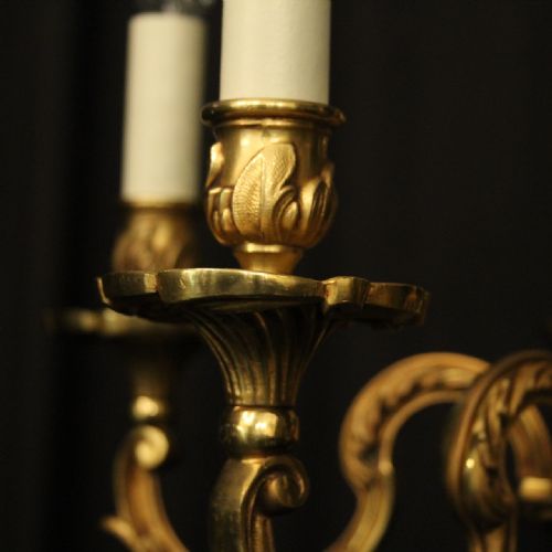 FRENCH GILDED BRONZE 5 LIGHT ANTIQUE CHANDELIER - ADDITIONAL PHOTO 5