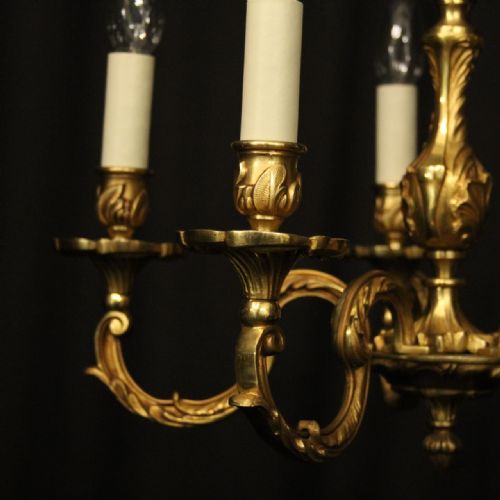 FRENCH GILDED BRONZE 5 LIGHT ANTIQUE CHANDELIER - ADDITIONAL PHOTO 6