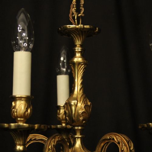 FRENCH GILDED BRONZE 5 LIGHT ANTIQUE CHANDELIER - ADDITIONAL PHOTO 8
