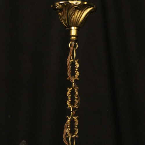 FRENCH GILDED BRONZE 5 LIGHT ANTIQUE CHANDELIER - ADDITIONAL PHOTO 9