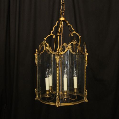 french 19th century gilded bronze five light antique lantern - CATEGORY: ANTIQUE LIGHTING - DATED 19TH CENTURY