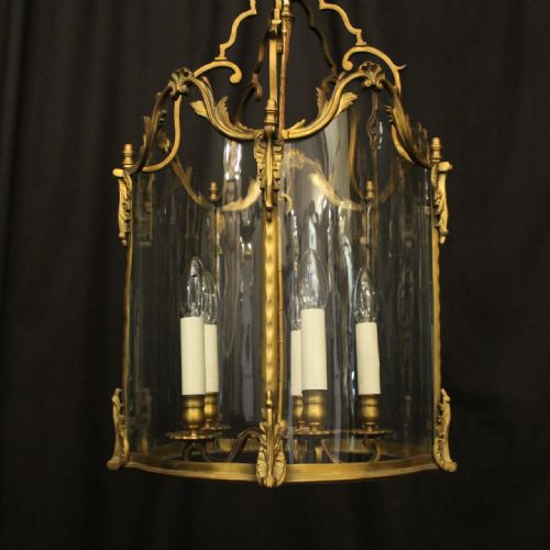 FRENCH 19TH CENTURY GILDED BRONZE FIVE LIGHT ANTIQUE LANTERN - ADDITIONAL PHOTO 2